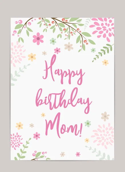Happy Birthday Mom Holiday Background Template Birthday Greeting Card Pretty — Stock Vector