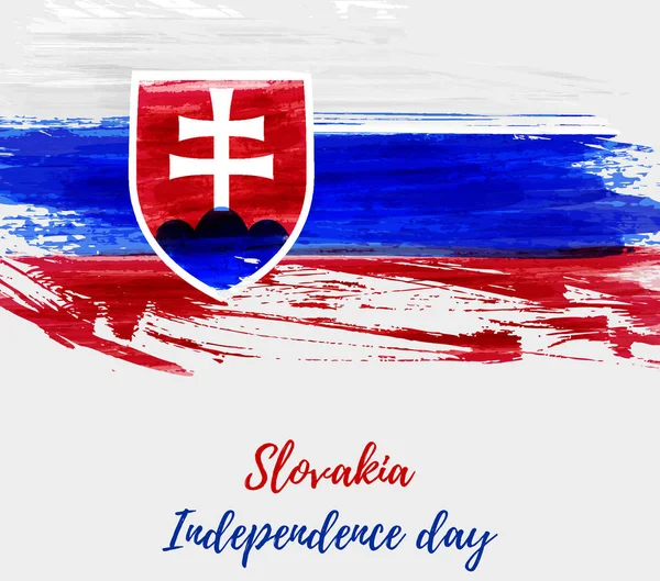 Eslováquia Dia Independência Férias Fundo Abstrato Grunge Bandeira Aquarela República — Vetor de Stock