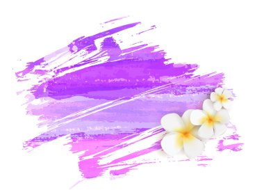 Arka plan grunge soyut suluboya ile çizgiler ve tropikal plumeria çiçek fırça. Yaz seyahat kavramı arka plan. 