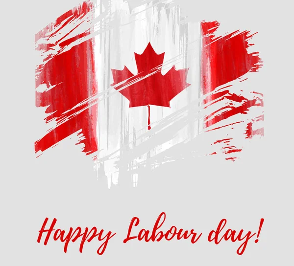 Canada Happy Labour Day Grunge Watercolor Canadian Flag Background Template — Stock Vector