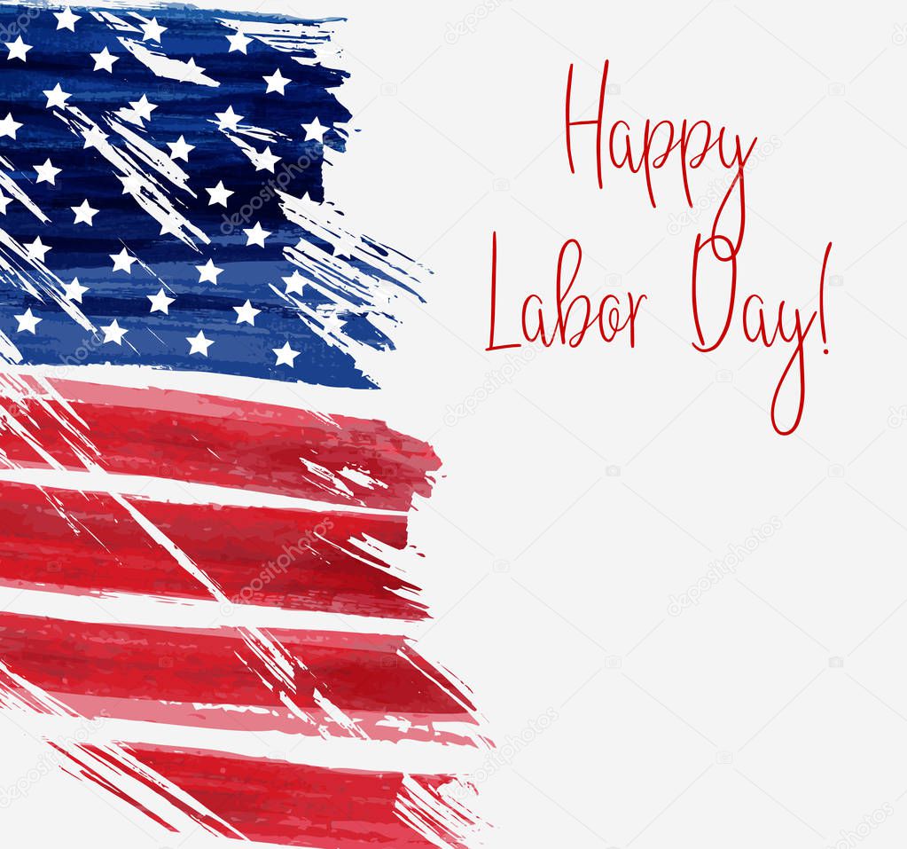 USA Labor day holiday background.  Grunge abstract flag with text 