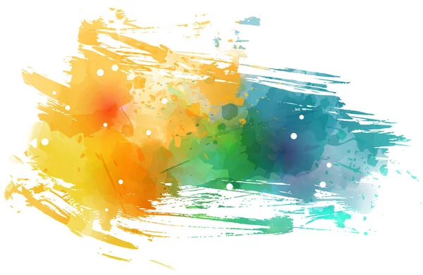 Multicolored Watercolor Imitation Splash Blot Yellow Teal Colors Grunge Design — Stock Vector