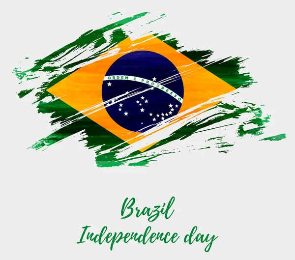 Brasil Fondo Día Independencia Abstracto Grunge Cepillado Bandera Acuarela Brasil — Archivo Imágenes Vectoriales