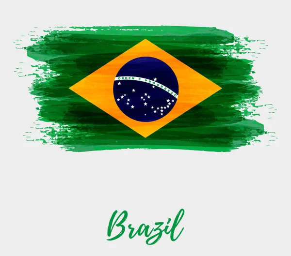 День Независимости Бразилии Абстрактный Гранж Кистью Акварельный Флаг Бразилии Национальный — стоковый вектор