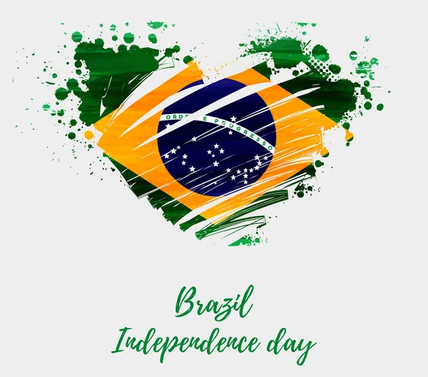 День Независимости Бразилии Абстрактный Гранж Кистью Акварельный Флаг Бразилии Гранж — стоковый вектор