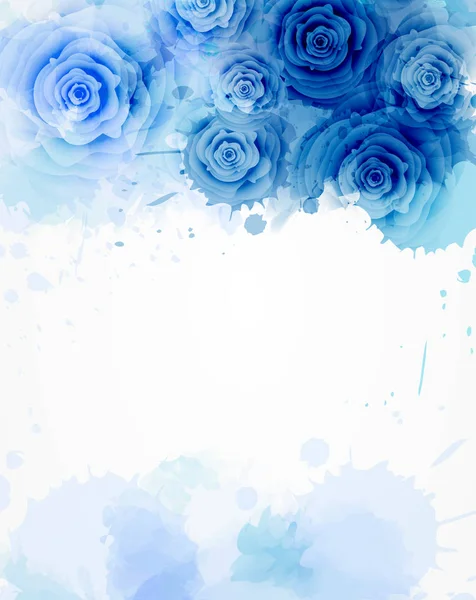 Achtergrond Van Sjabloon Met Watercolored Abstract Floral Rozen Voor Bruiloft — Stockvector