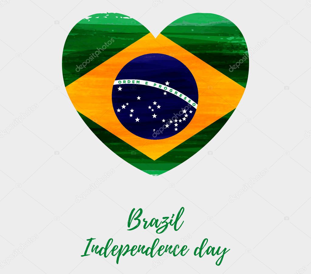 Brazil Independence day background. Abstract grunge brushed watercolor flag of Brazil. national holiday template background.