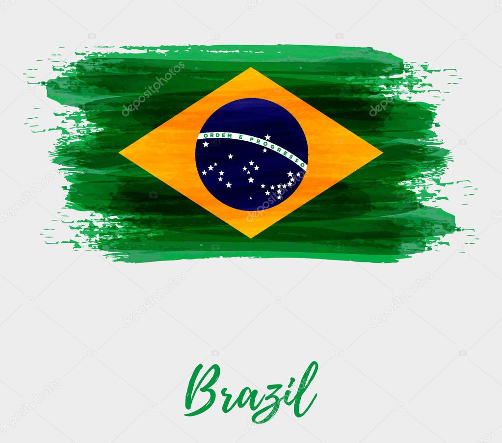 Brazil Independence day background. Abstract grunge brushed watercolor flag of Brazil. national holiday template background.