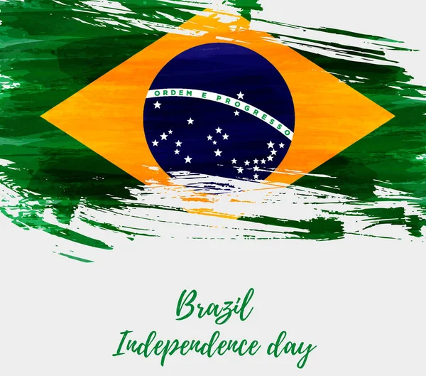 День Независимости Бразилии Абстрактный Гранж Кистью Акварельный Флаг Бразилии Национальный — стоковый вектор