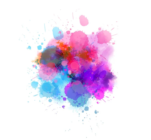 Mångfärgade Akvarell Imitation Splash Blot Blå Rosa Och Lila Färger — Stock vektor