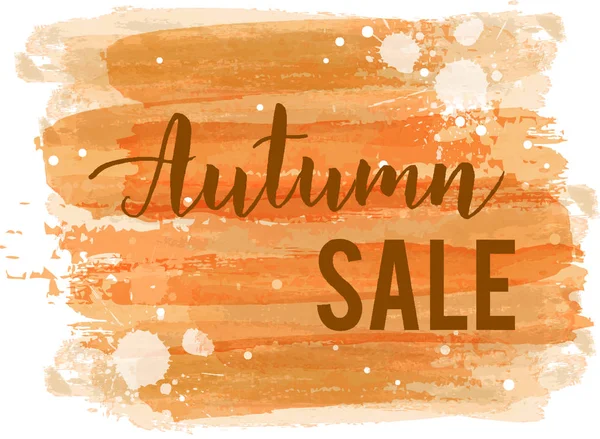 Gebürsteter Aquarell Hintergrund Mit Handgeschriebenem Modernen Kalligrafie Text Herbstverkauf Verkaufsförderung — Stockvektor
