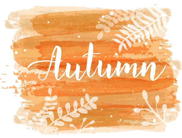 Orange Gebürstete Linien Hintergrund Mit Handgeschriebenem Modernen Kalligrafie Text Herbst — Stockvektor