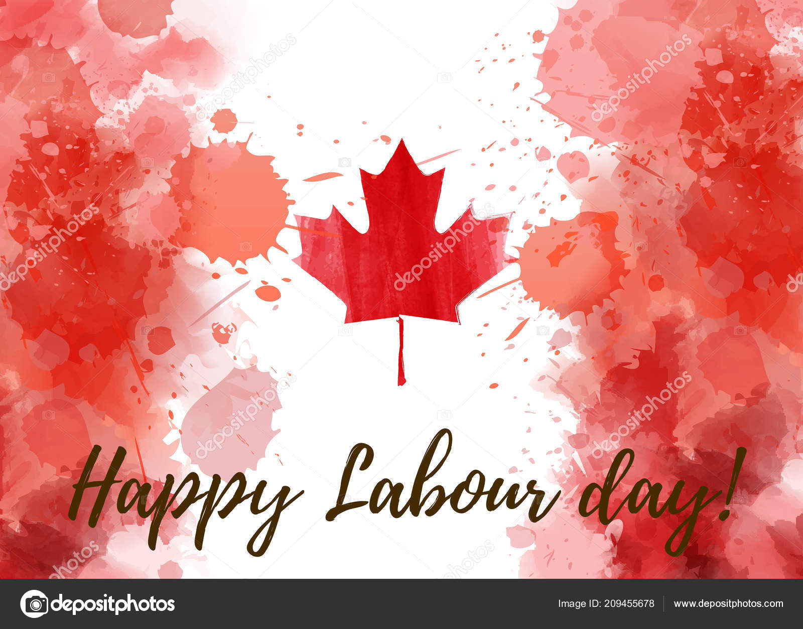 加拿大劳动节快乐垃圾水彩加拿大国旗国庆假期背景模板图库矢量图©artlana 209455678