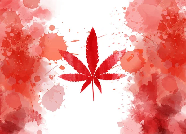 Légalisation Cannabis Canada Résumé Grunge Drapeau Aquarelle Canada Feuille Érable — Image vectorielle