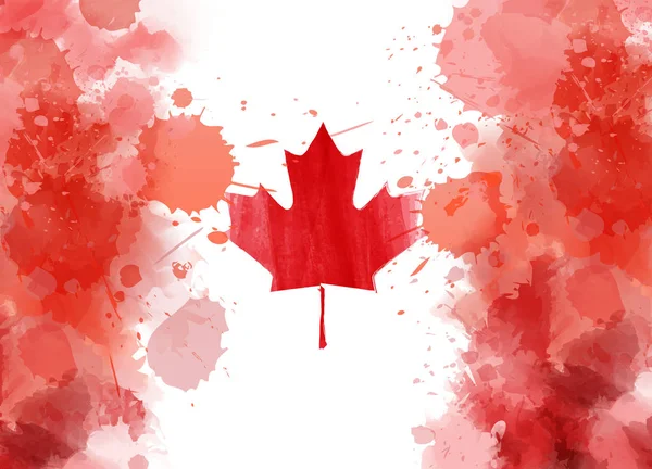 水彩抽象水しぶきでカナダ日の幸せなバック グラウンド グランジ カナダ国旗 招待状 ポスター チラシ バナーなどのテンプレート — ストックベクタ