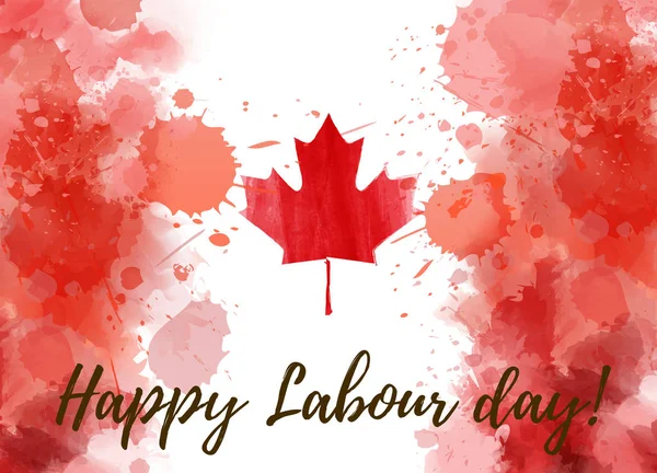 カナダ幸せな労働者の日 グランジ水彩カナダ国旗 国民の祝日の背景テンプレート — ストックベクタ