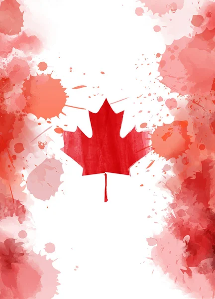 水彩抽象水しぶきでカナダ日の幸せなバック グラウンド グランジ カナダ国旗 招待状 ポスター チラシ バナーなどのテンプレート — ストックベクタ