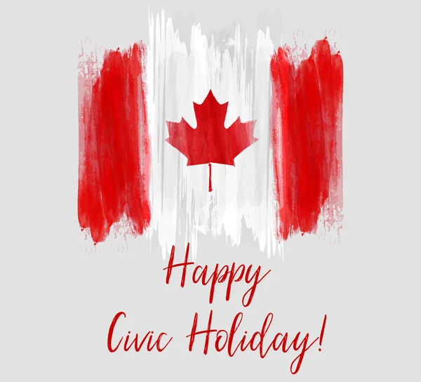 カナダ幸せシビック ホリデー 抽象的なグランジ ブラシ カナダの国旗 — ストックベクタ