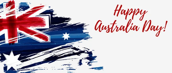 Buon Australia Day Bandiera Natalizia Con Bandiera Australiana Spazzolata Grunge — Vettoriale Stock