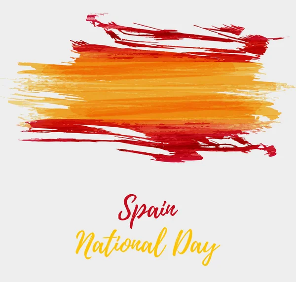 Spanje Nationale Dag Achtergrond Abstract Geborsteld Aquarel Vlag Van Spanje — Stockvector