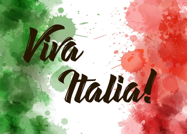 Viva Italia Achtergrond Met Watercolored Grunge Ontwerp Independence Day Concept — Stockvector