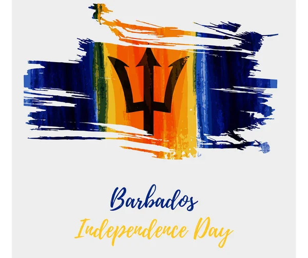 Dia Independência Barbados Bandeira Grunge Escovado Abstrato Barbados Modelo Para — Vetor de Stock