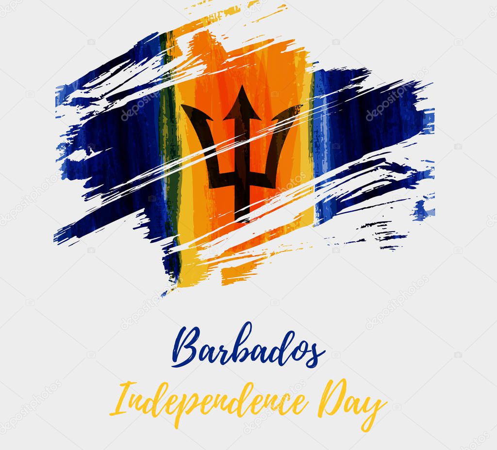 Barbados Independence day. Abstract brushed grunge flag of Barbados. Template for holiday banner, poster, invitation, etc.