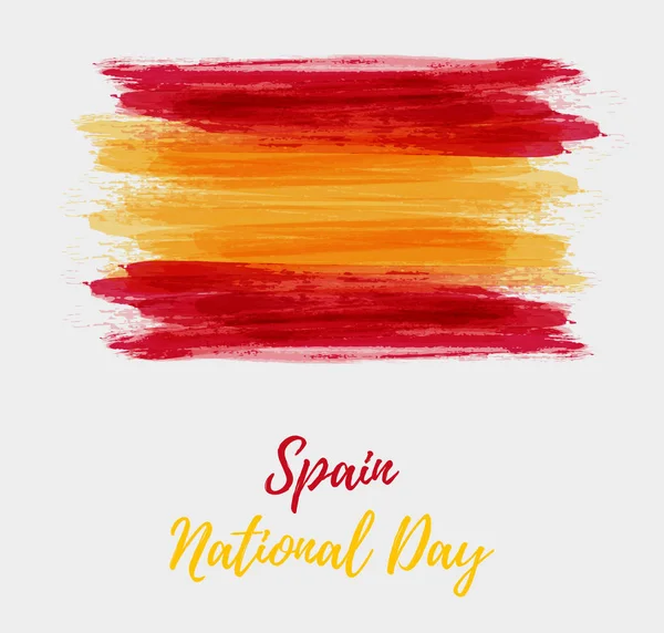 Spanischer Nationalfeiertag Abstrakt Gebürstete Aquarell Flagge Spaniens Hintergrund Der Feiertagsvorlage — Stockvektor