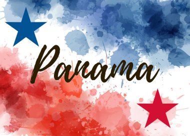 Soyut suluboya Panama ulusal bayrak renkleri yıldız ile arka planda sıçramalarına. Tatil arka plan için şablon.