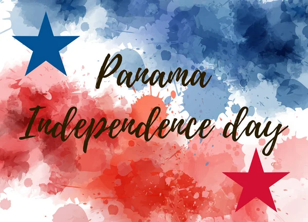 Día Independencia Panamá Acuarela Abstracta Salpica Fondo Colores Bandera Nacional — Vector de stock