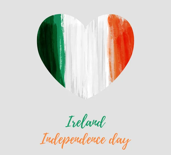 アイルランドの独立の日休日背景 ハートの形でアイルランド共和国のグランジ Watercolored 旗を抽象化します 国民の祝日の背景 バナー ポスターなどのテンプレート — ストックベクタ