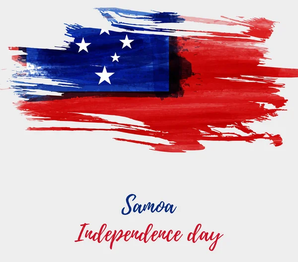 Fondo Día Independencia Samoa Con Acuarela Abstracta Bandera Cepillada Samoa — Vector de stock