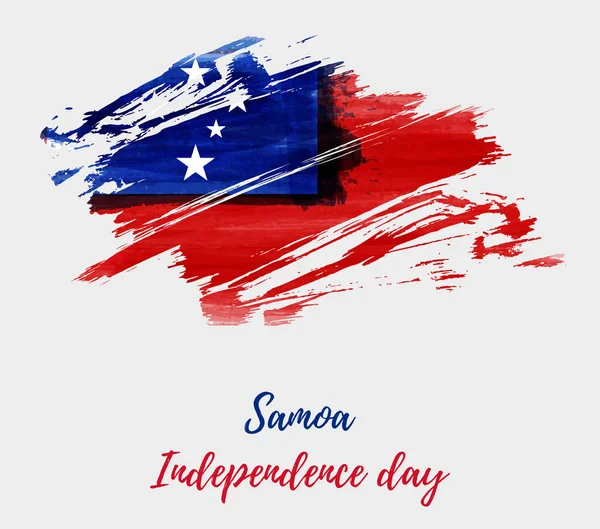 Fondo Día Independencia Samoa Con Acuarela Abstracta Bandera Cepillada Samoa — Vector de stock