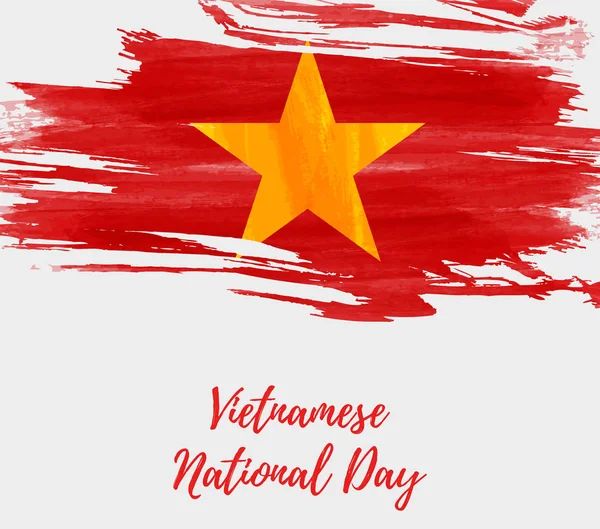 Wietnamski Narodowy Dzień Tło Abstrakcja Akwarela Szczotkowane Flaga Wietnamu — Wektor stockowy