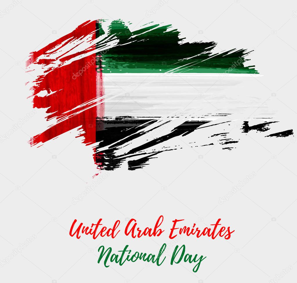 United Arab Emirates National day holiday background with abstract watercolor grunge flag.