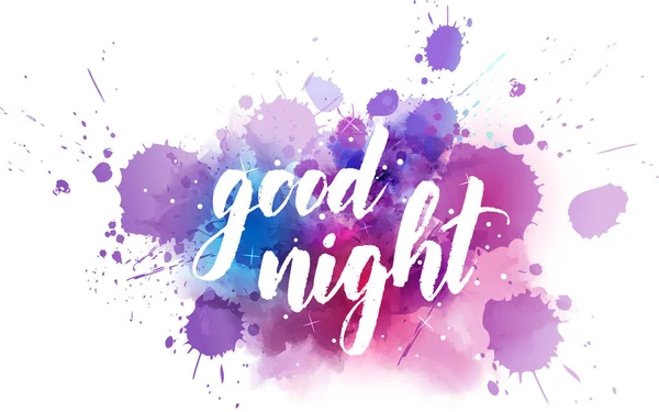 Welterusten Handgeschreven Moderne Kalligrafie Letters Donkere Nacht Hemelachtergrond Aquarel — Stockvector