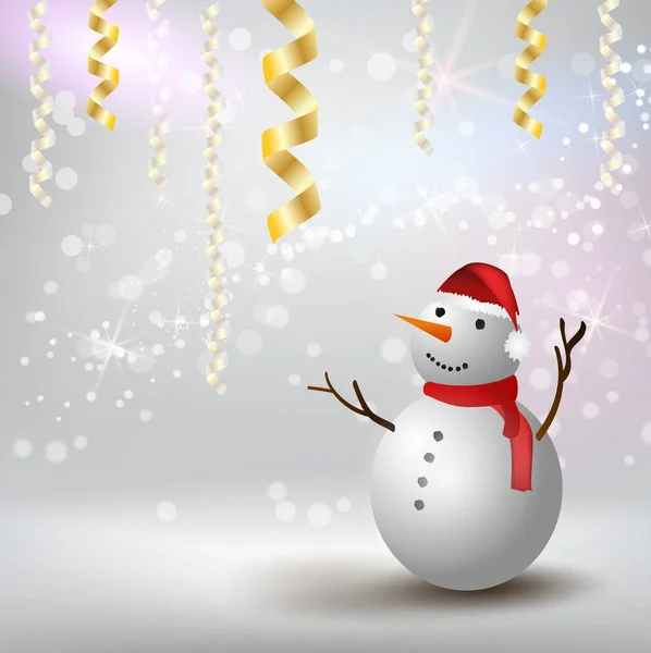 Noël Nouvel Fond Vacances Festives Avec Bonhomme Neige Avec Chapeau — Image vectorielle