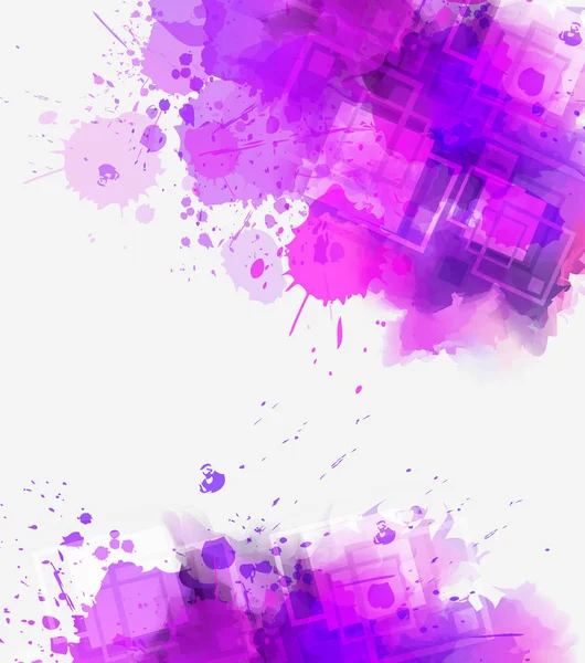 Modern Abstract Watercolor Splashes Background Square Elements Purple Colored Template — Stock Vector