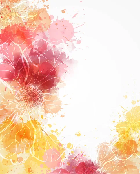 抽象的な現代水彩のスプラッシに関する抽象的な花柄背景 — ストックベクタ