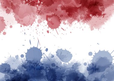 Suluboya arka plan boya ile Hollanda bayrağı renklerde sıçramalarına. Hollanda ulusal tatil için şablon arka plan.