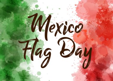 Mexico Flag Day. Background with watercolored grunge design. Flag day holiday concept background. Abstract watercolor splashes in Mexico flag colors clipart
