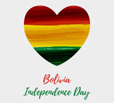 Bolivia Independence day. Abstract brushed grunge flag of Bolivia in heart shape. Template for holiday banner, poster, invitation, etc. clipart