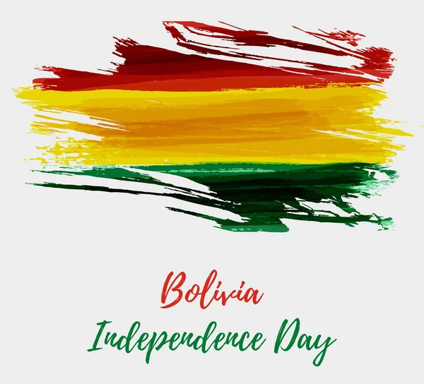 Dzień Niepodległości Boliwia Streszczenie Grunge Szczotkowanego Flaga Boliwii Szablon Transparent — Wektor stockowy