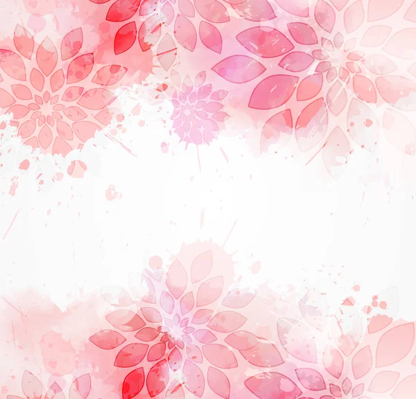 Fundo Moderno Abstrato Com Flores Abstratas Respingos Aquarela Cor Rosa — Vetor de Stock