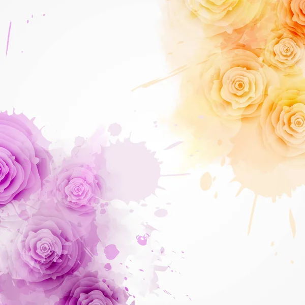 Fond Abstrait Avec Des Éclaboussures Colorées Aquarelle Des Fleurs Roses — Image vectorielle