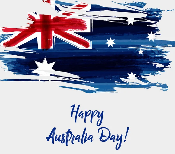 Glücklicher Australischer Tag Urlaubshintergrund Mit Grunge Aquarell Bemalt Australien Flagge — Stockvektor