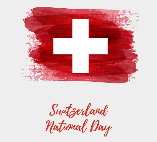 Suiza Antecedentes Nacionales Abstracto Cepillado Bandera Acuarela Suiza Forma Grunge — Vector de stock