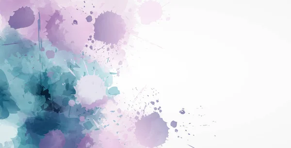 Hintergrund Mit Aquarell Farbspritzern Und Copyspace Hellblauen Und Violetten Farben — Stockvektor