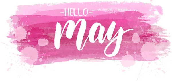 Hello May Texte Calligraphie Moderne Écrit Main Sur Fond Lignes — Image vectorielle