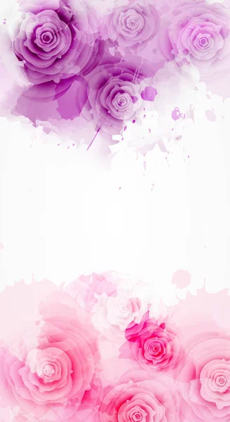 Fond Abstrait Avec Des Éclaboussures Colorées Aquarelle Des Fleurs Roses — Image vectorielle